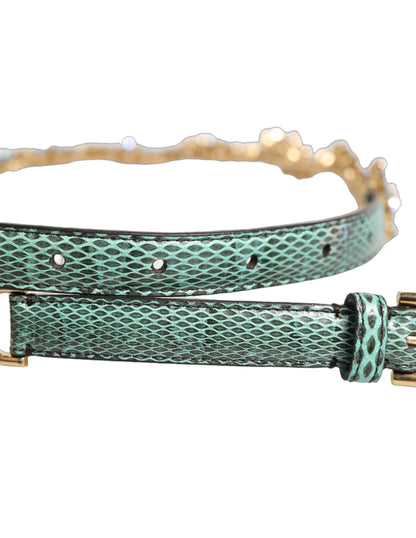Dolce & Gabbana Ayers Calf Leather Belt - Gold Green Multicolor