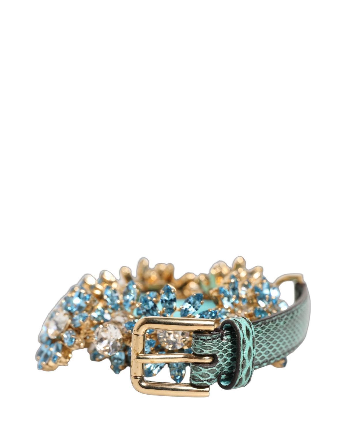 Dolce & Gabbana Ayers Calf Leather Belt - Gold Green Multicolor