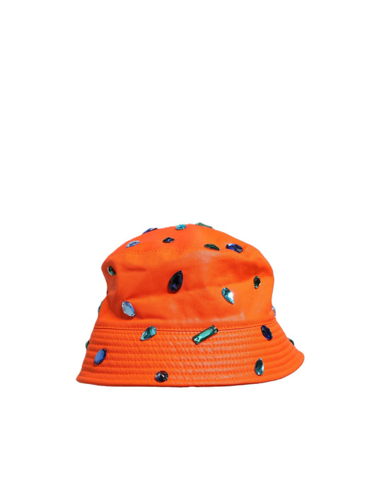 Dolce & Gabbana 9 To 5 Cotton Polyester & Crystal Bucket Hat - Orange