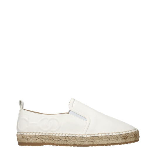 Espadrilles Flat Shoes by Jimmy Choo for women in leather blue & white showcases a dynamic silhouette, artfully capturing Women's Leather Espadrilles Flat Shoes through its distinctive and elegant .
