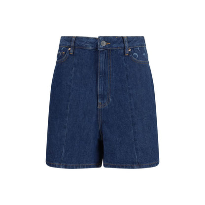 Marine Serre Blue Cotton Bermuda Shorts