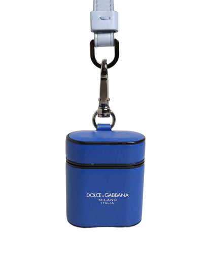 Dolce & Gabbana Polyurethane & Calf Leather Earbuds Carrying Case - Blue