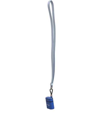 Dolce & Gabbana Polyurethane & Calf Leather Earbuds Carrying Case - Blue