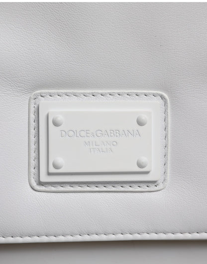Dolce & Gabbana Aria Acrylic Leather Cotton 2-in-1 Shoulder Crossbody Handbag - White