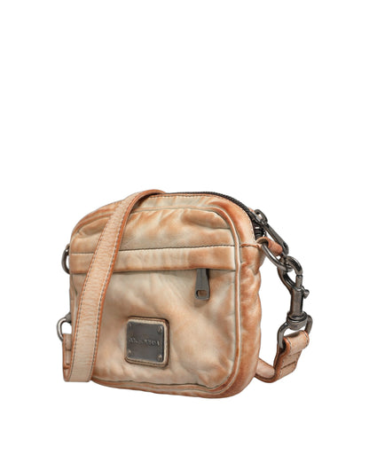 Dolce & Gabbana Aria Leather Velvet 2-in-1 Shoulder Crossbody Clutch Convertible Handbag - Beige