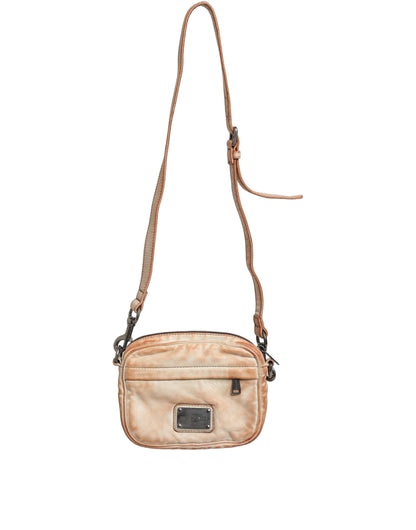 Dolce & Gabbana Aria Leather Velvet 2-in-1 Shoulder Crossbody Clutch Convertible Handbag - Beige