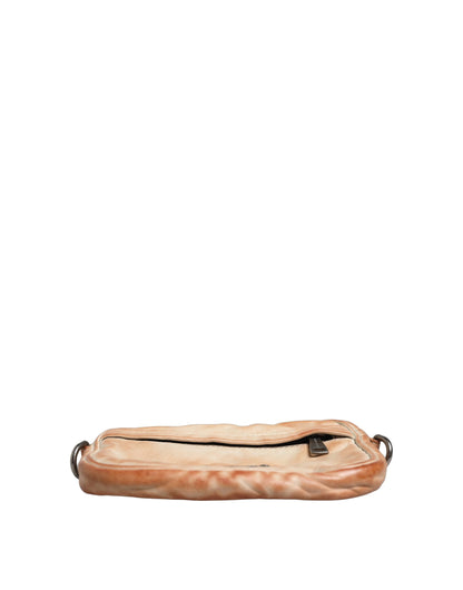 Dolce & Gabbana Aria Leather Velvet 2-in-1 Shoulder Crossbody Clutch Convertible Handbag - Beige