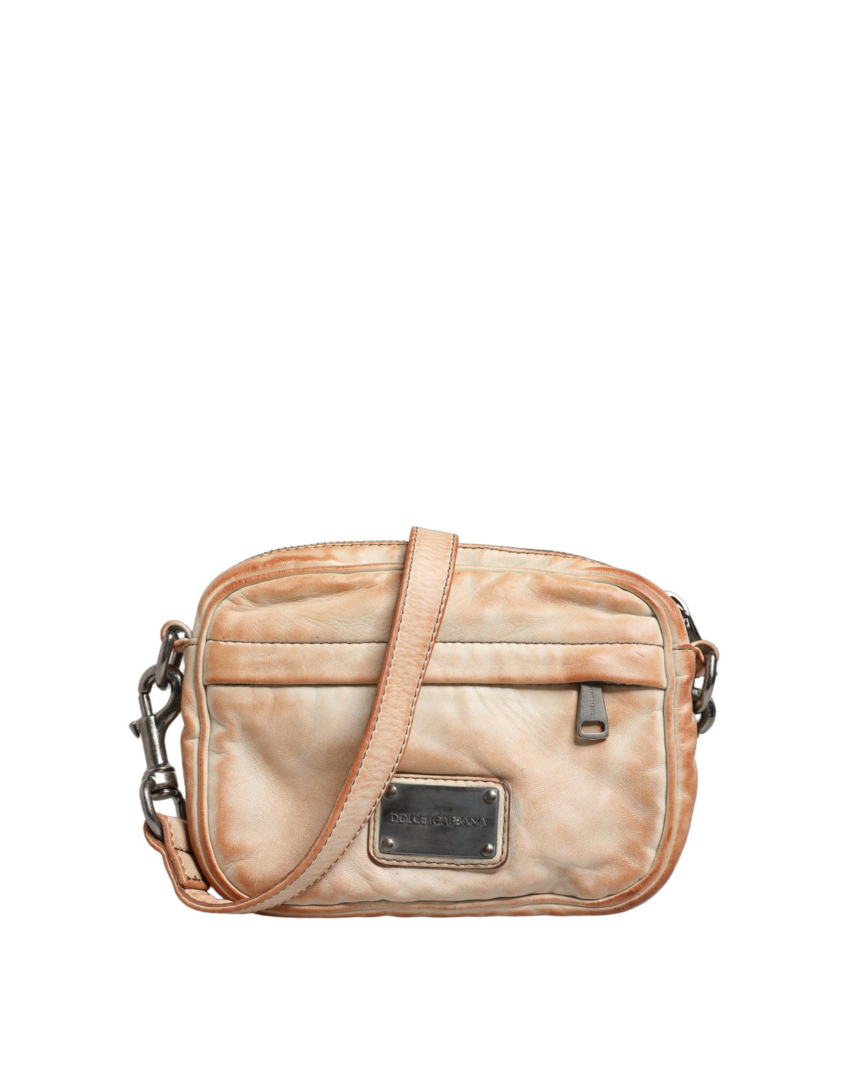 Dolce & Gabbana Aria Leather Velvet 2-in-1 Shoulder Crossbody Clutch Convertible Handbag - Beige