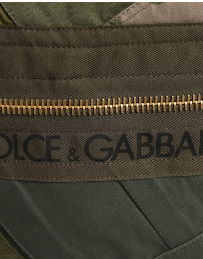 Dolce & Gabbana Calf Leather Viscose Cotton Mini Rucksack Backpack - Military Green Patchwork