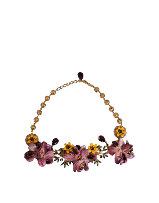 Dolce & Gabbana Women's Gold Brass Cotton & Crystal Necklace - Gold Multicolor