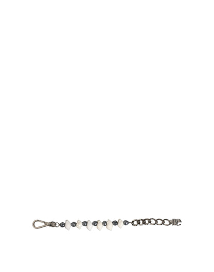 Dolce & Gabbana Women's Chain Beaded Wrap Silver Brass & Pearls Bracelet - Multicolor Silver