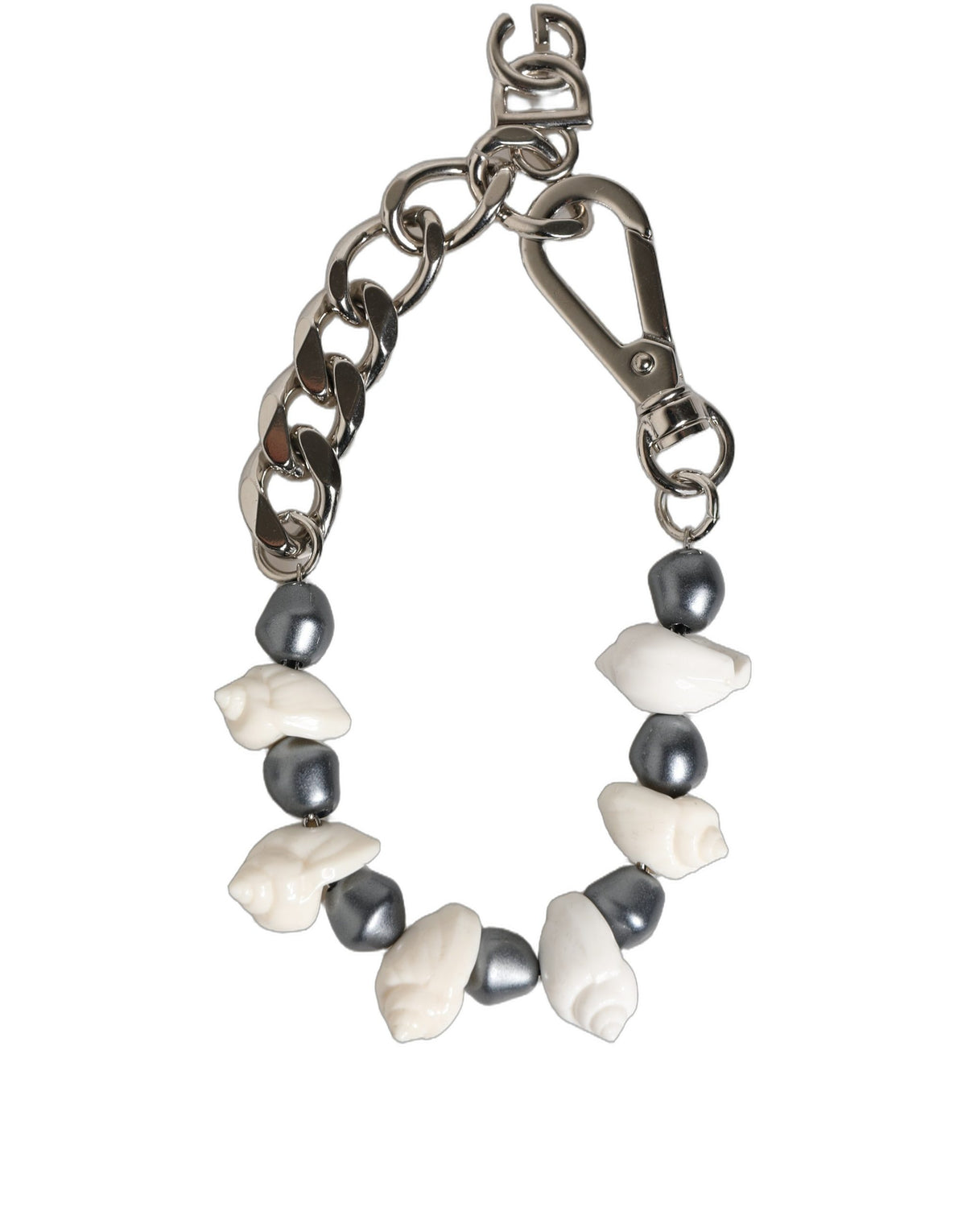 Dolce & Gabbana Women's Chain Beaded Wrap Silver Brass & Pearls Bracelet - Multicolor Silver