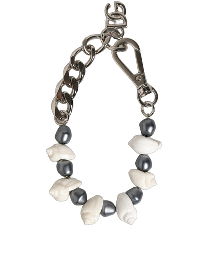Dolce & Gabbana Women's Chain Beaded Wrap Silver Brass & Pearls Bracelet - Multicolor Silver