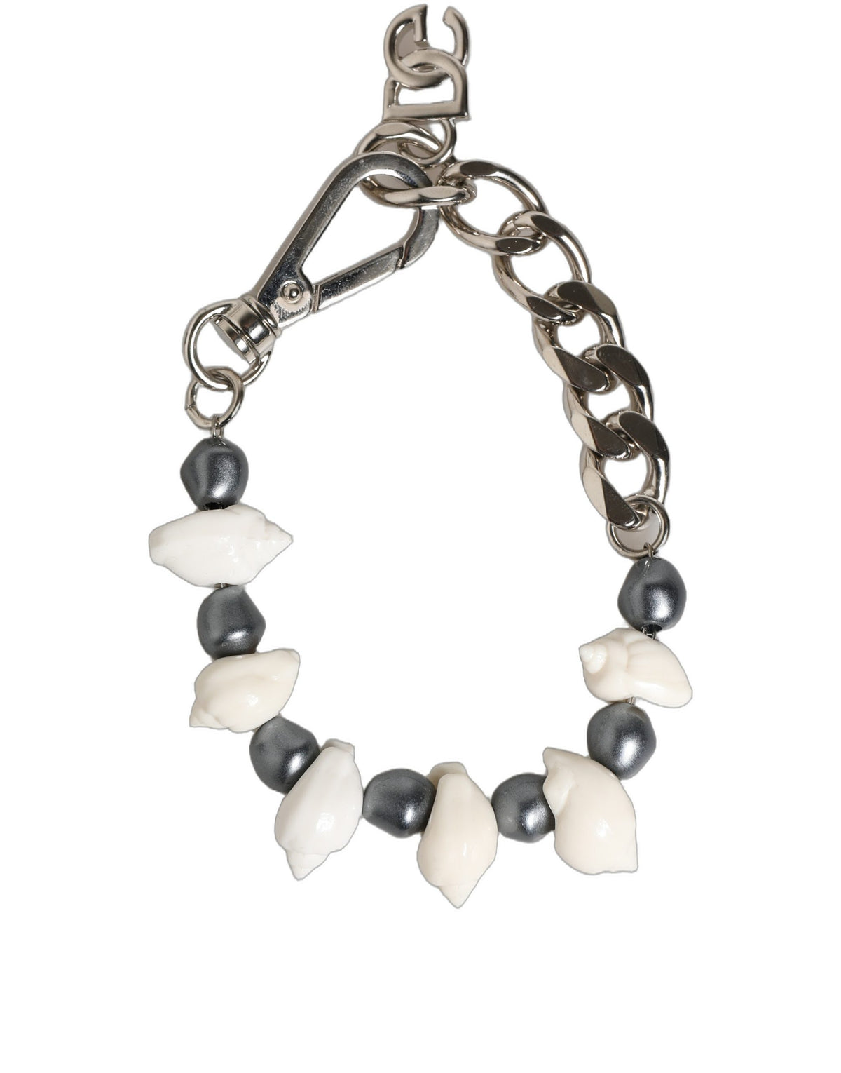 Dolce & Gabbana Women's Chain Beaded Wrap Silver Brass & Pearls Bracelet - Multicolor Silver