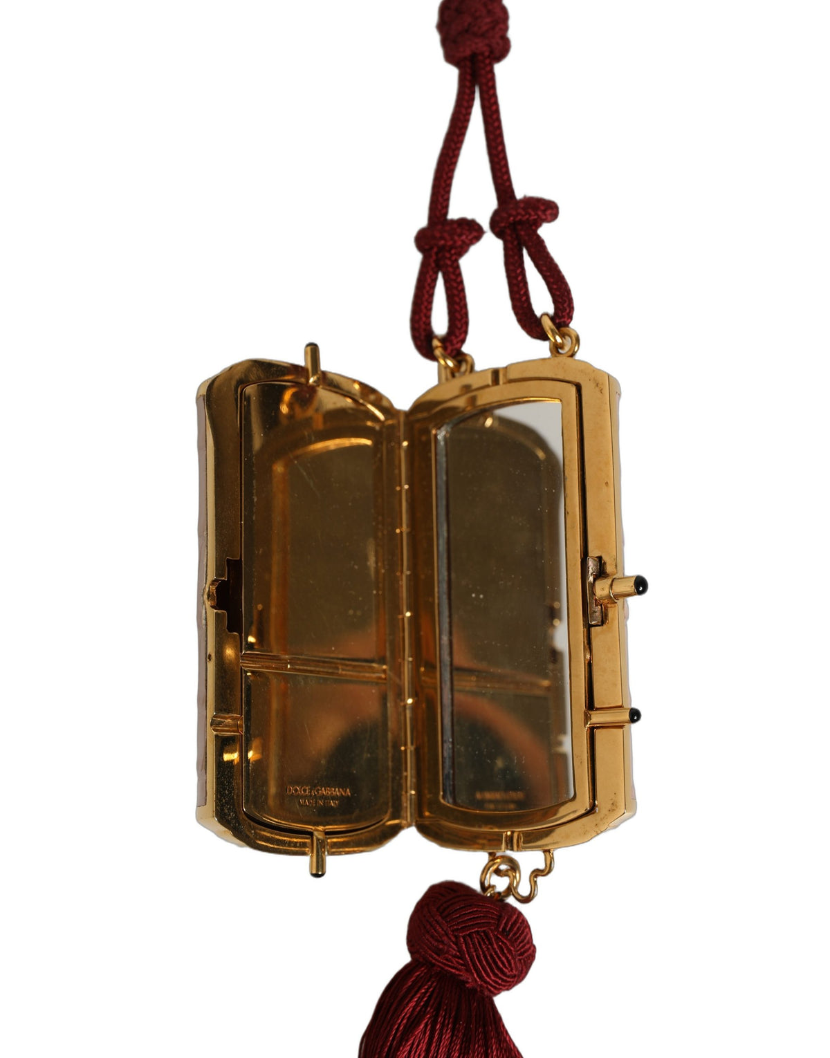 Dolce & Gabbana Leather Polyester & Wool Mini Toiletry Bag - Gold Pink