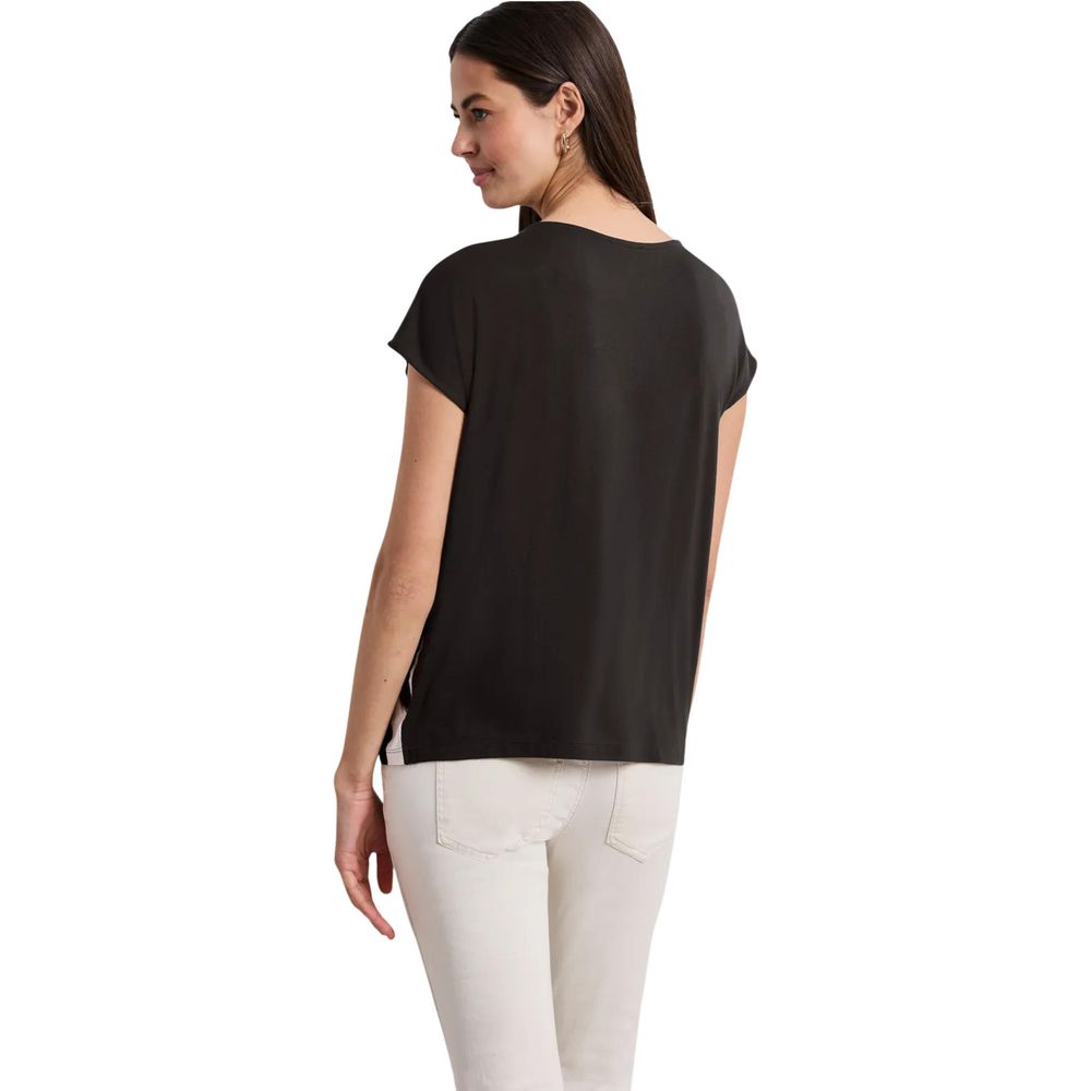 T-Shirt by Street One for women in viscose brown showcases a fashionable silhouette, elegantly detailed with a fashionable and crew neckline for a sophisticated, high-fashion look.