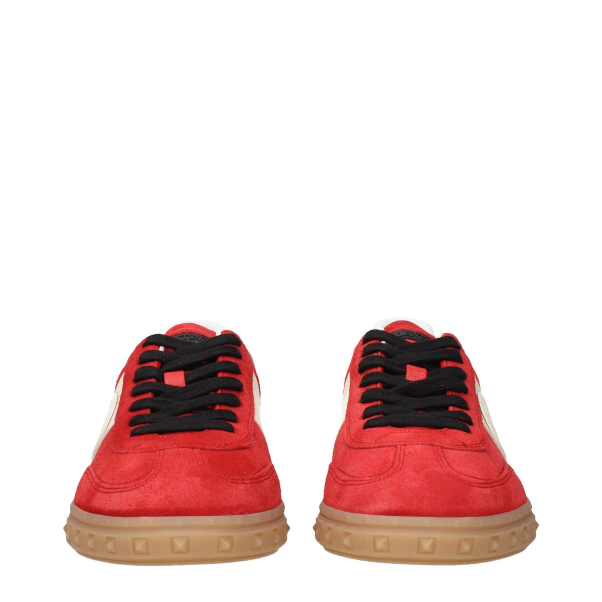 Sneakers by Valentino Garavani for men in suede leather & rubber ivory & red features an fashionable silhouette, showcasing the premium Men's Low Top Suede Leather & Rubber Sneakers in a fashionable low-top style that offers a fashionable finish for refined style.