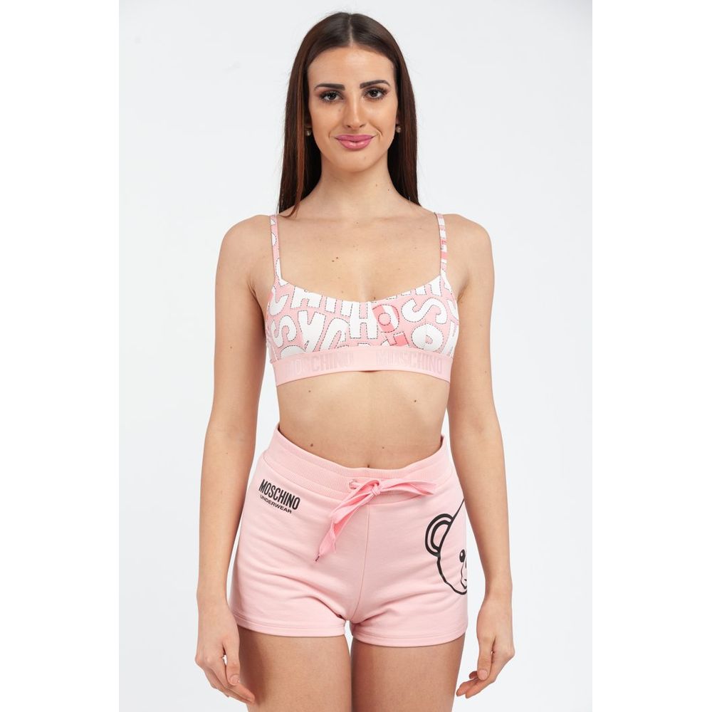 Bra by Moschino for women in stretch cotton multicolor & pink features a nuanced silhouette, showcasing the nuanced design of the Women's Stretch Cotton Bra with a nuanced fit.