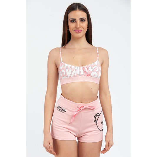 Bra by Moschino for women in stretch cotton multicolor & pink features a nuanced silhouette, showcasing the nuanced design of the Women's Stretch Cotton Bra with a nuanced fit.