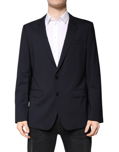 Dolce & Gabbana Men's Single Breasted Virgin Wool Viscose & Cupro Blazer - Dark Blue Navy