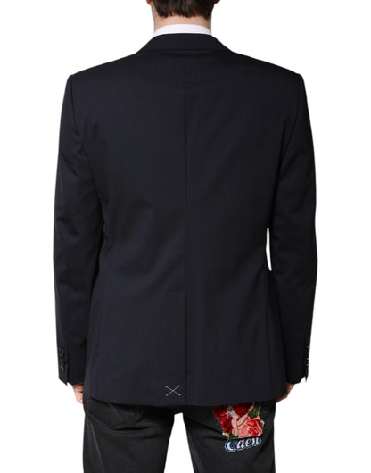 Dolce & Gabbana Men's Single Breasted Virgin Wool Viscose & Cupro Blazer - Dark Blue Navy