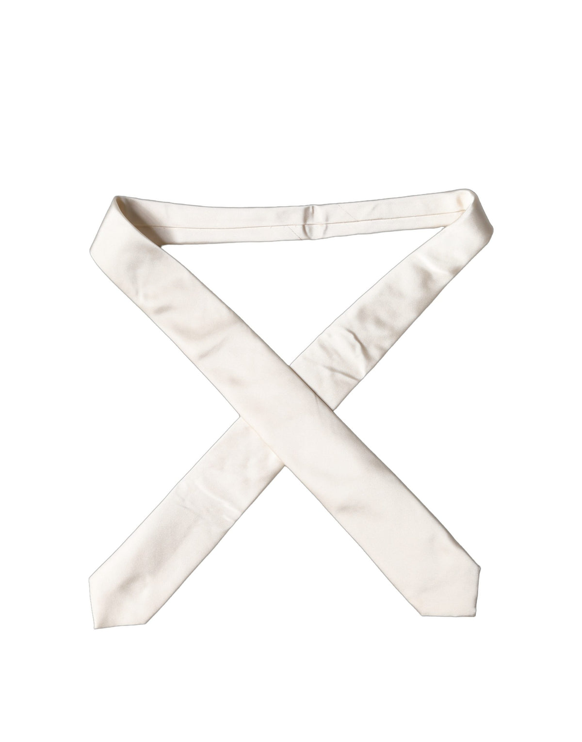Necktie by Dolce & Gabbana for women in silk satin white features a sun-drenched silhouette, showcasing the sun-drenched design of this 9 To 5 Aria Silk Satin Necktie with a sun-drenched finish.