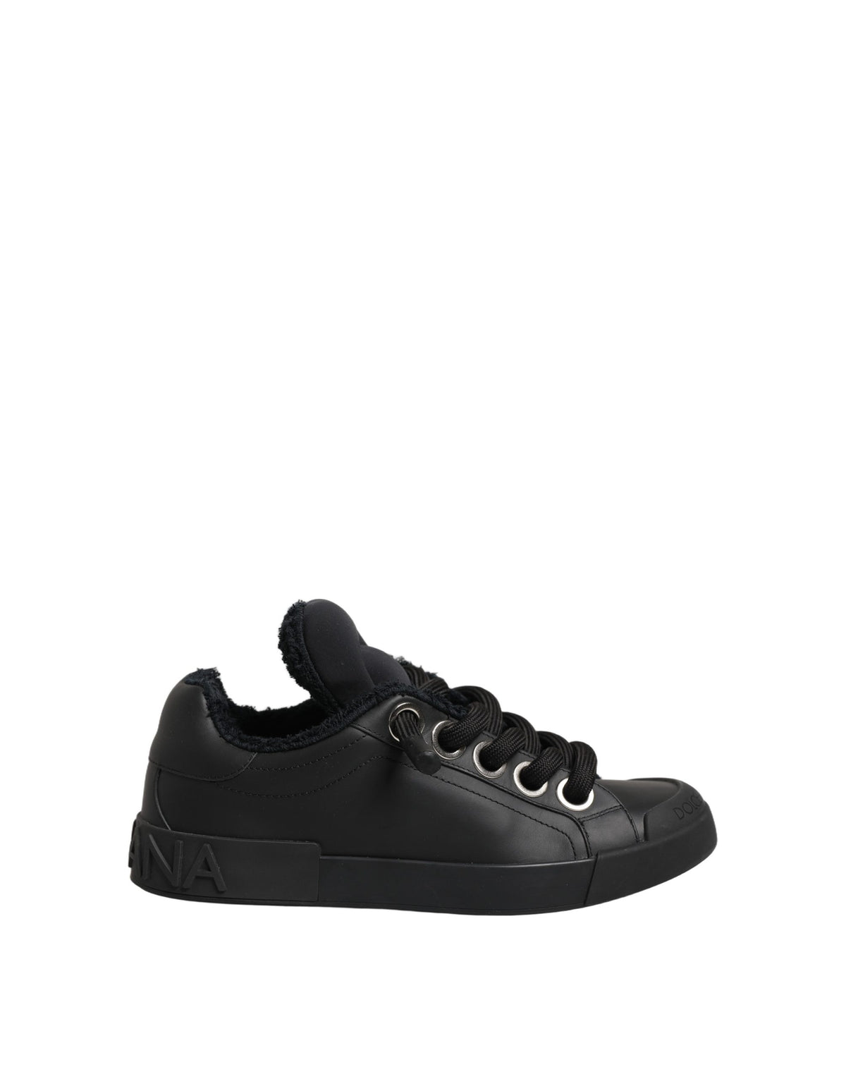 Dolce & Gabbana Women's Low Top Calf Leather Polyester Nylon & Cotton Sneakers - Black Natural
