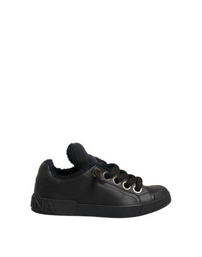 Dolce & Gabbana Women's Low Top Calf Leather Polyester Nylon & Cotton Sneakers - Black Natural