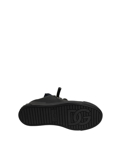 Dolce & Gabbana Women's Low Top Calf Leather Polyester Nylon & Cotton Sneakers - Black Natural