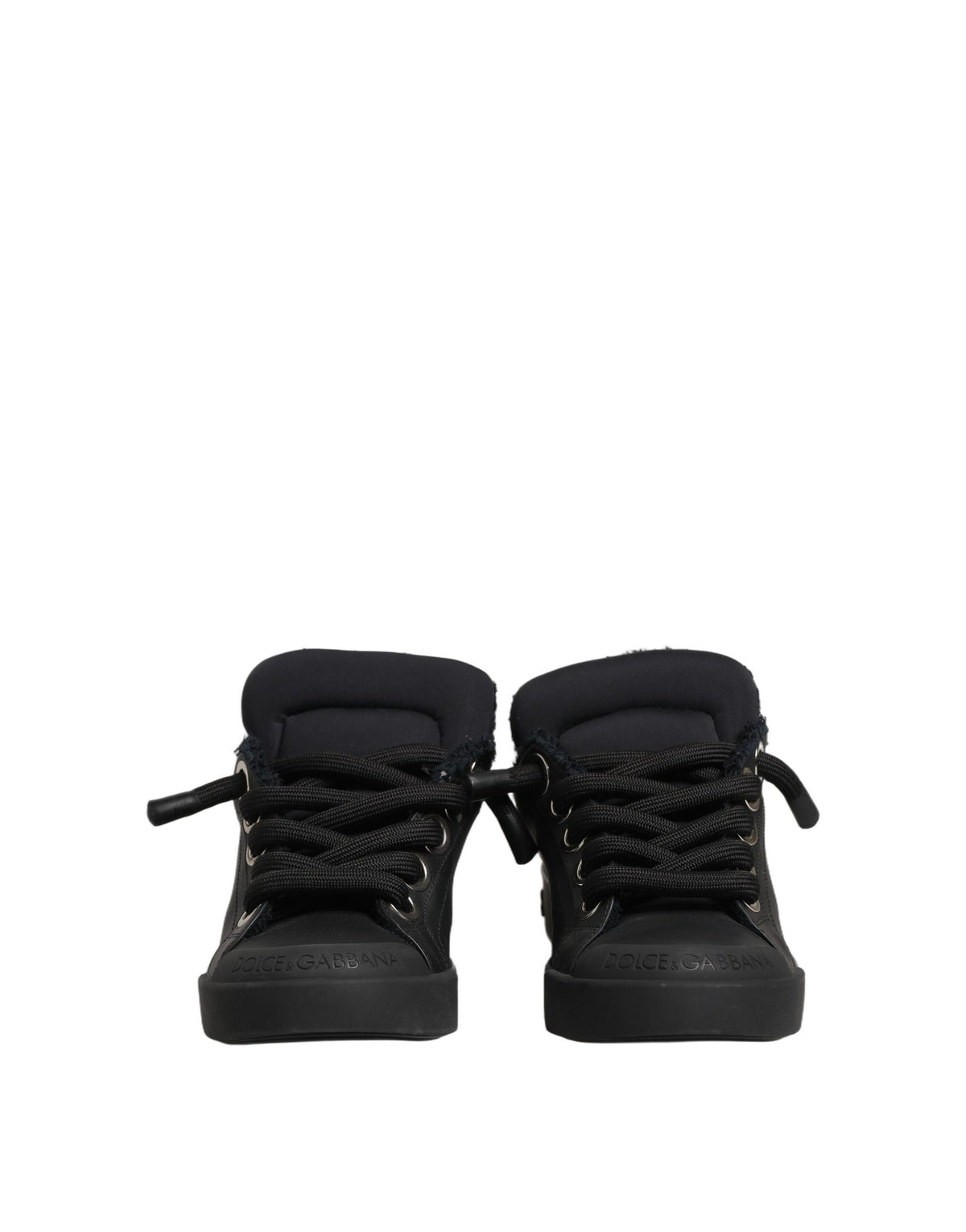 Dolce & Gabbana Women's Low Top Calf Leather Polyester Nylon & Cotton Sneakers - Black Natural