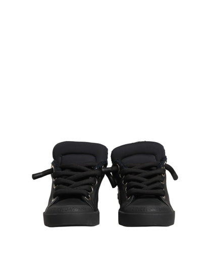 Dolce & Gabbana Women's Low Top Calf Leather Polyester Nylon & Cotton Sneakers - Black Natural