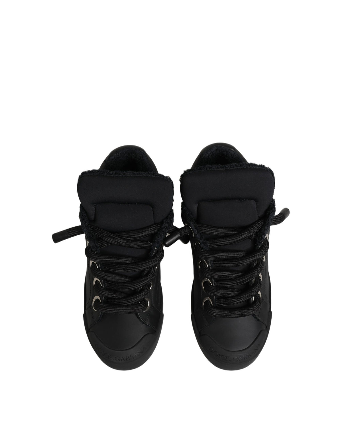 Dolce & Gabbana Women's Low Top Calf Leather Polyester Nylon & Cotton Sneakers - Black Natural