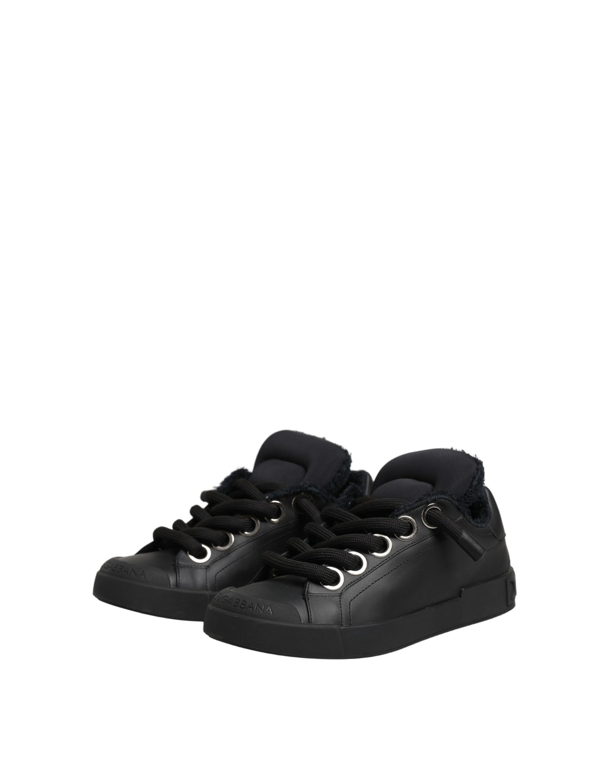 Dolce & Gabbana Women's Low Top Calf Leather Polyester Nylon & Cotton Sneakers - Black Natural