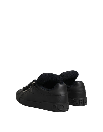 Dolce & Gabbana Women's Low Top Calf Leather Polyester Nylon & Cotton Sneakers - Black Natural