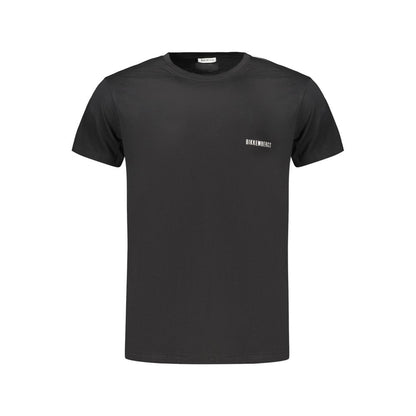 T-Shirt by Bikkembergs for men in cotton black, print & striped showcases a chic silhouette, artfully detailed with a chic crew neckline and for a chic finish.
