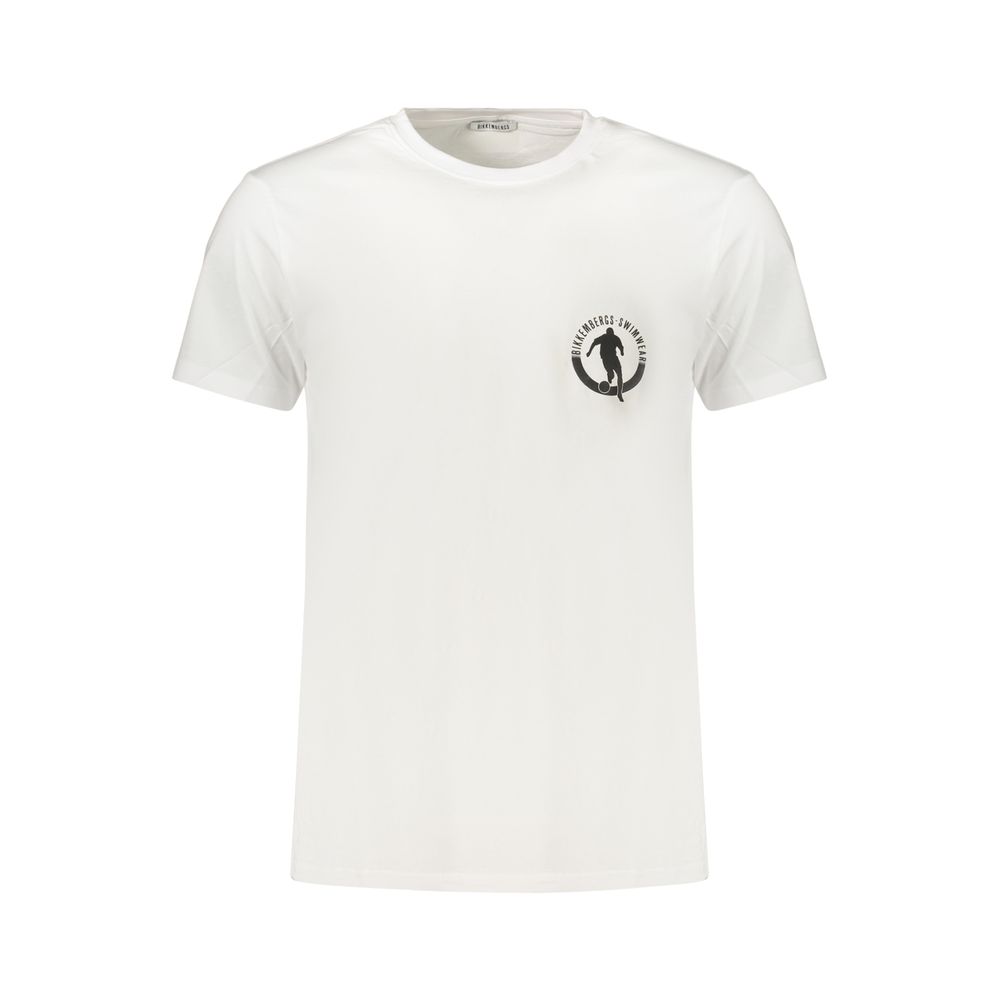 T-Shirt by Bikkembergs for men in cotton white & print features a plush silhouette, showcasing a sophisticated crew neckline and for a truly plush finish.