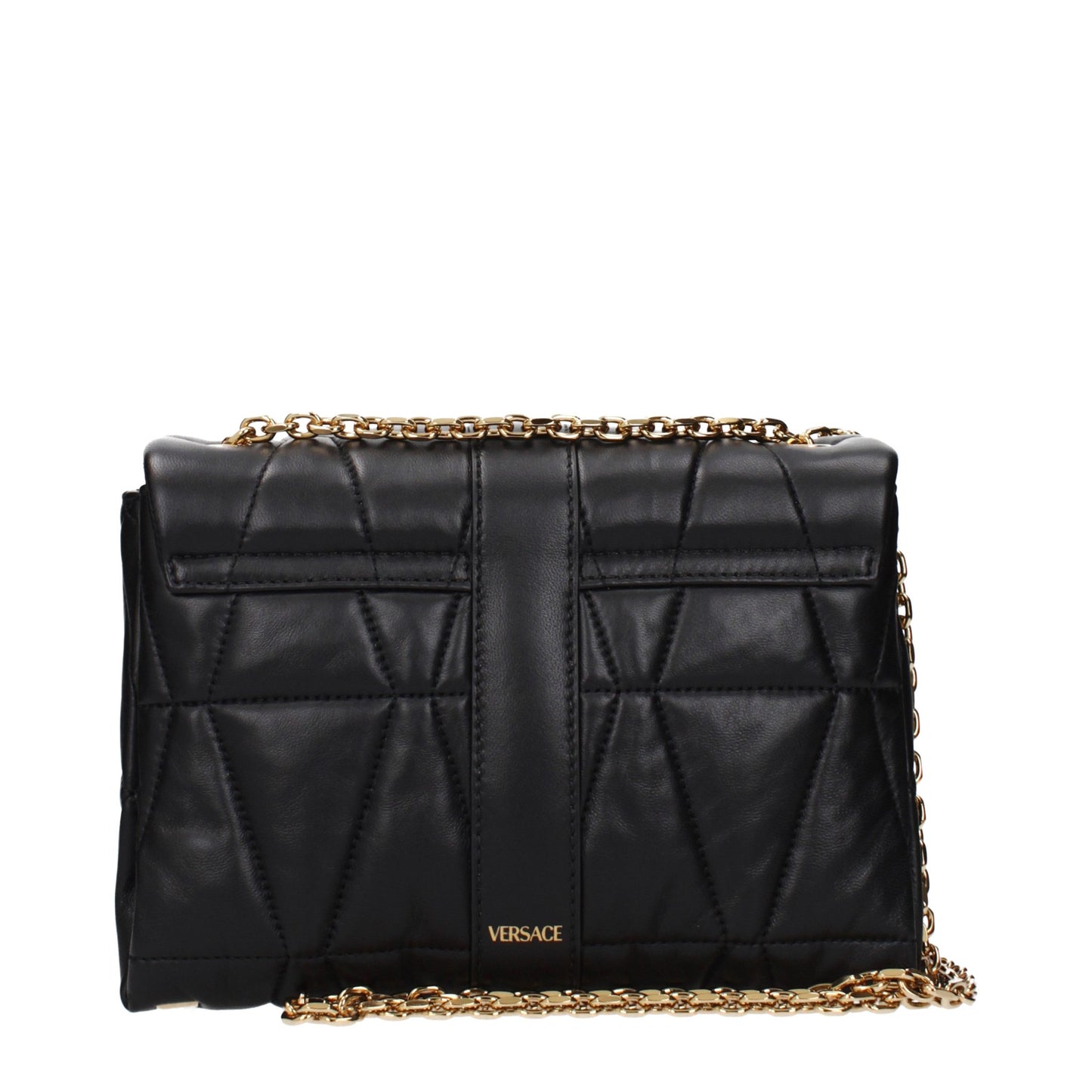 Shoulder Bag by Versace for women in leather black features a effortless sophistication silhouette, secured by a with ample and versatile shoulder-strap for a effortless sophistication finish.