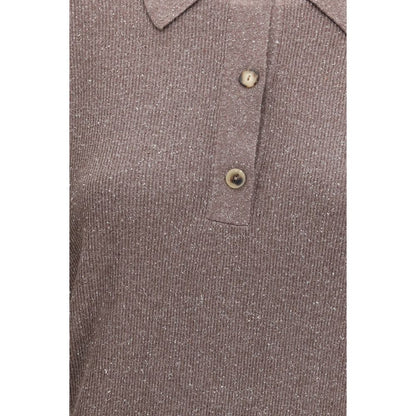 Calvin Klein Brown Silk Polo Shirt
