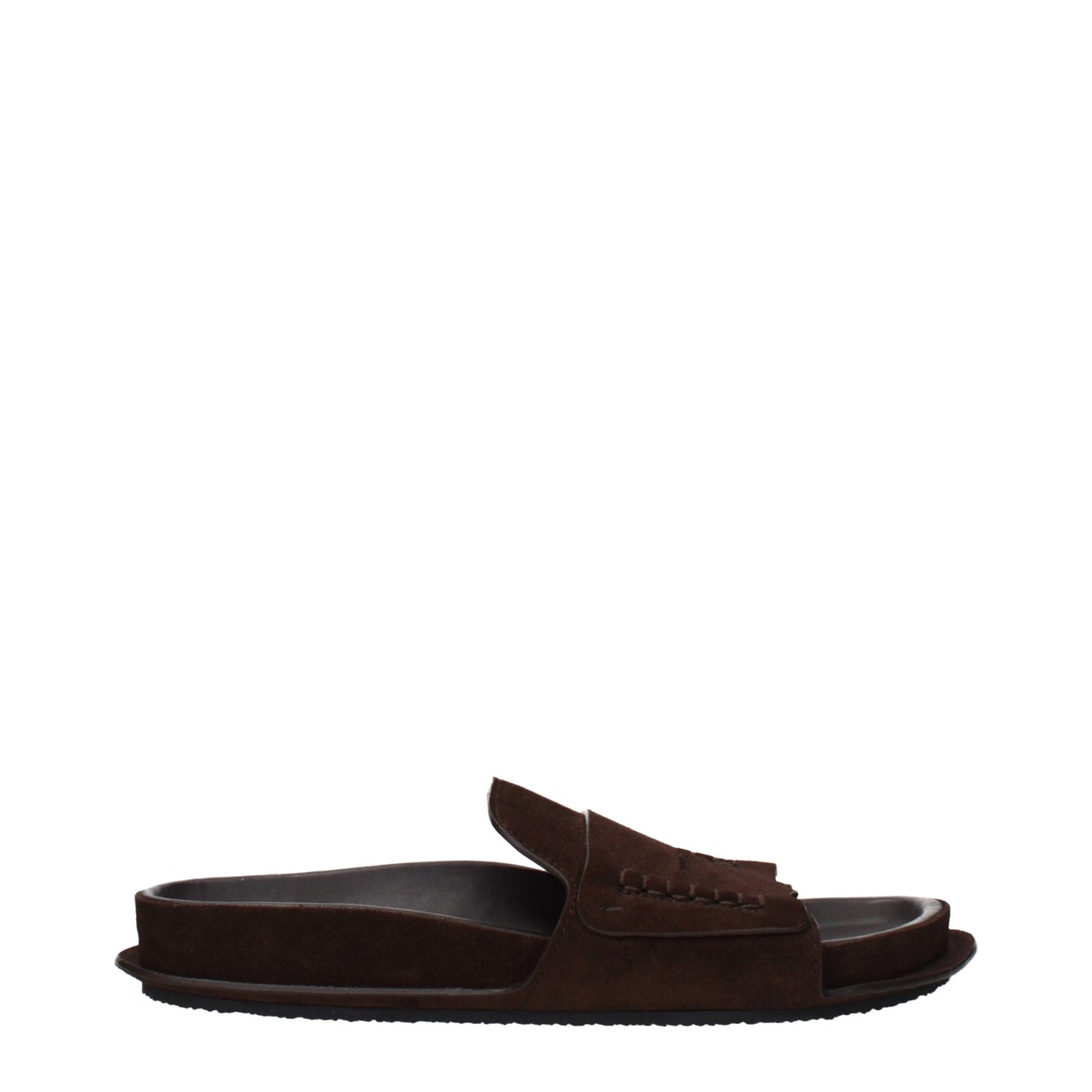 Clogs Slippers by Jacquemus for women in suede leather brown presents a effortless silhouette, showcasing the elegant Women's Suede Leather Clogs Slippers design with its unique and sophisticated .