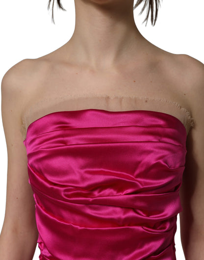 Dolce & Gabbana Aria Women's Gown Wrap Strapless Cotton Nylon Satin & Silk Long Dress - Pink
