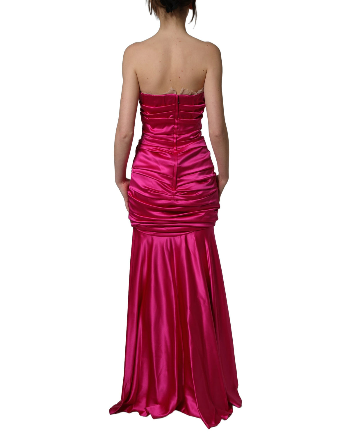 Dolce & Gabbana Aria Women's Gown Wrap Strapless Cotton Nylon Satin & Silk Long Dress - Pink