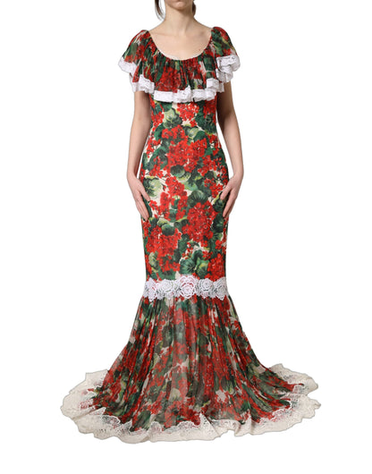 Dolce & Gabbana 9 To 5 Women's Wrap Cocktail Short-Sleeve Cotton Silk Polyester & Lace Maxi Long Dress - Multicolor