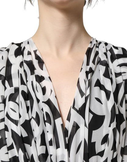 Dolce & Gabbana Aria Women's Wrap Cocktail Sleeveless Polyester & Silk Maxi Long Dress - Black White