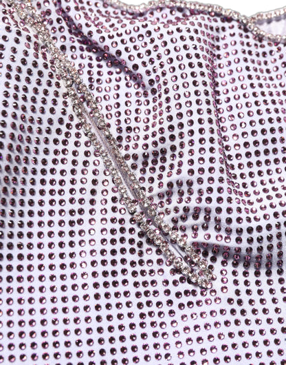 Dolce & Gabbana Women's Gown Wrap One Shoulder Asymmetric Sleeveless Crystal Elastane Silk & Viscose Dress - Purple