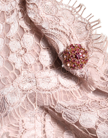 Dolce & Gabbana Women's Gown Wrap Long-Sleeve Cotton Silk Lace & Viscose Long Dress - Pink