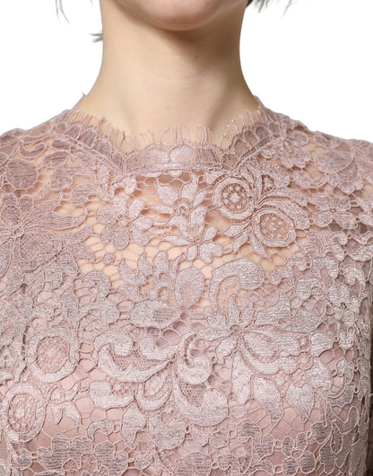 Dolce & Gabbana Women's Gown Wrap Long-Sleeve Cotton Silk Lace & Viscose Long Dress - Pink