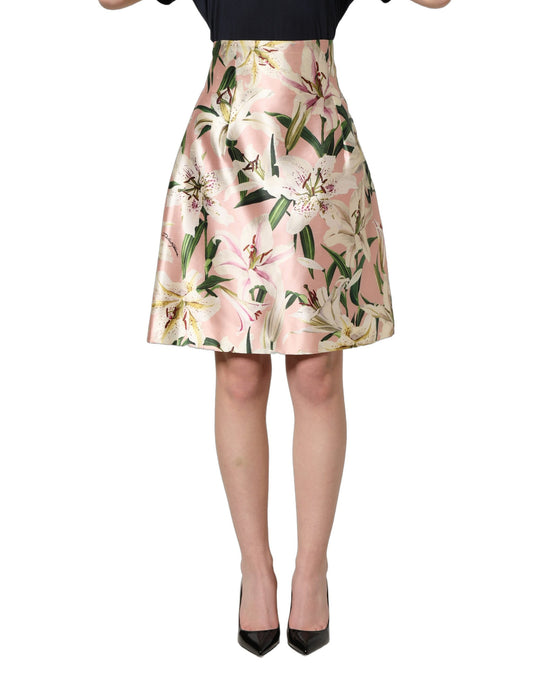 Dolce & Gabbana Women's Wrap High Rise Silk Knee Mini Skirt - Pink Floral