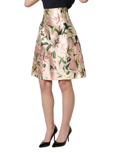 Dolce & Gabbana Women's Wrap High Rise Silk Knee Mini Skirt - Pink Floral