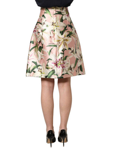 Dolce & Gabbana Women's Wrap High Rise Silk Knee Mini Skirt - Pink Floral