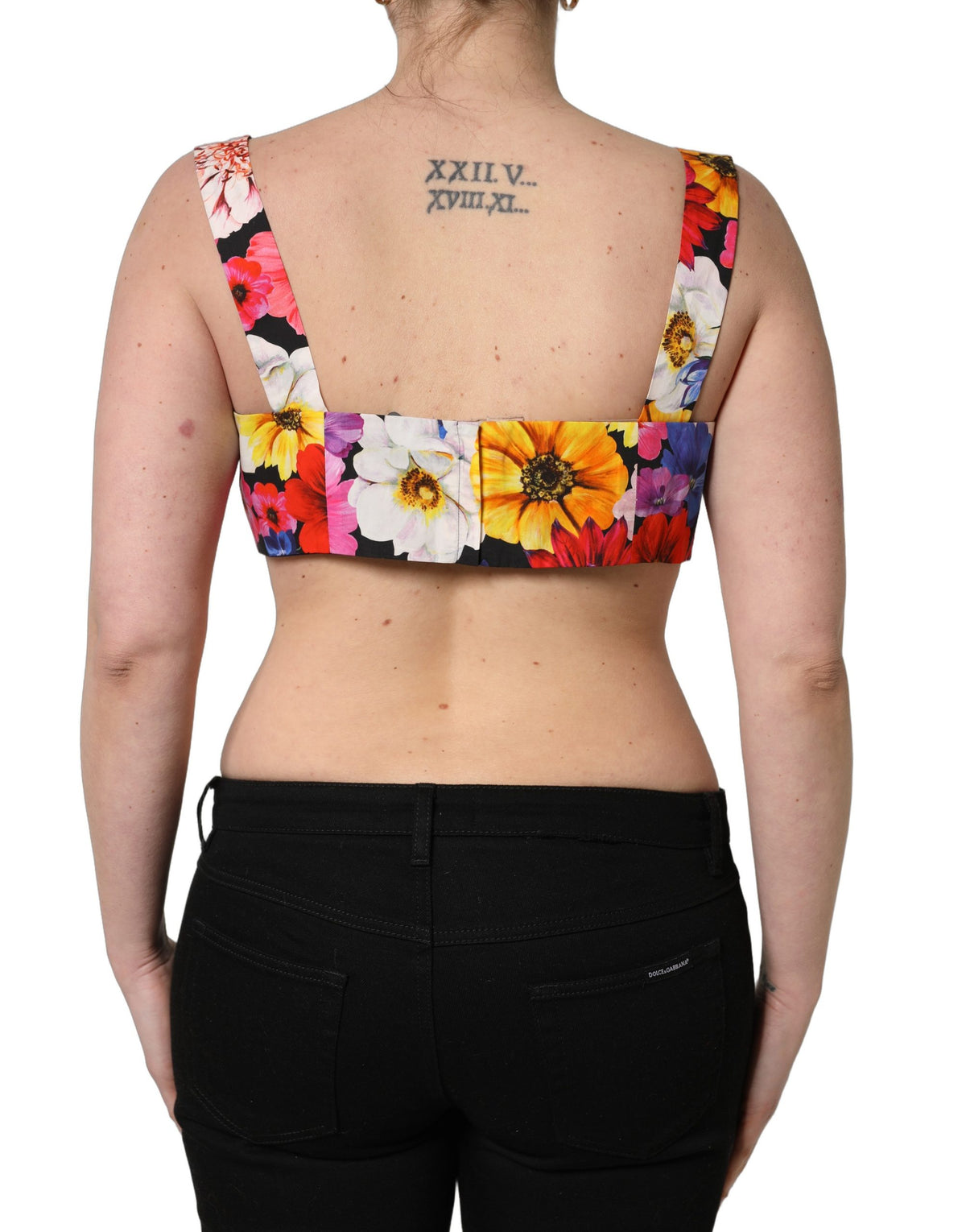 Dolce & Gabbana Women's Crop Top Cropped Stretch Cotton Tank - Multicolor Floral Print